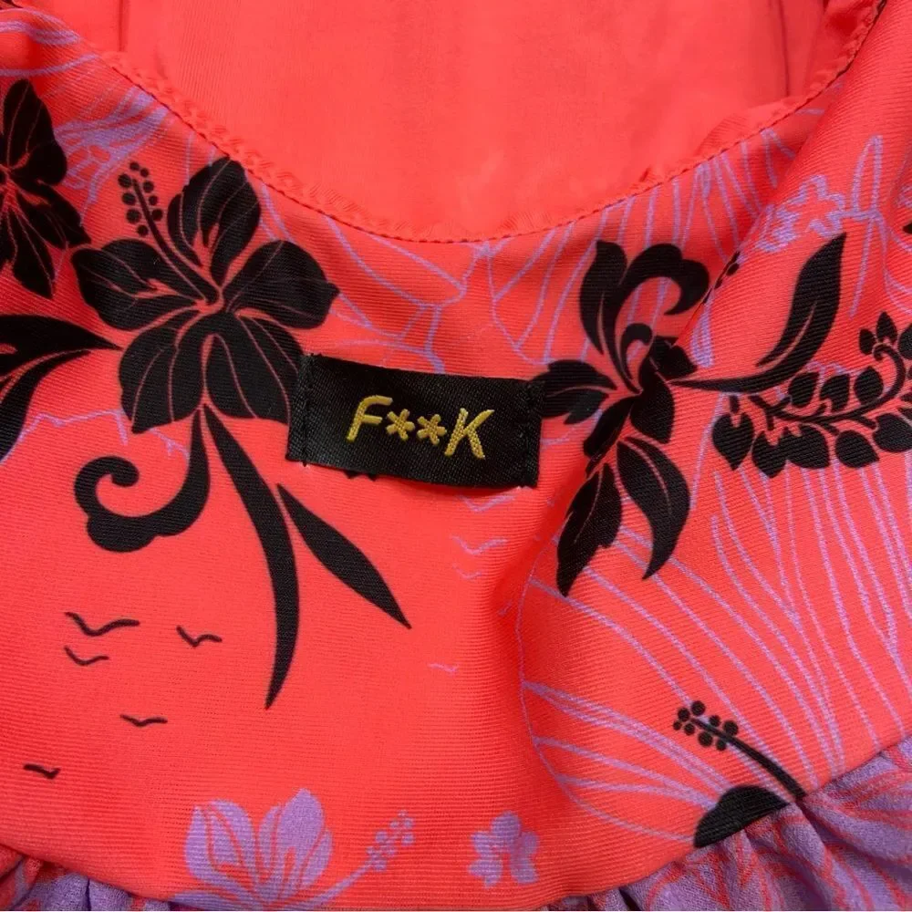 RARE F**K Beand Infant Girls One Piece Monokini Hawaiian Print Size 12 Month‎